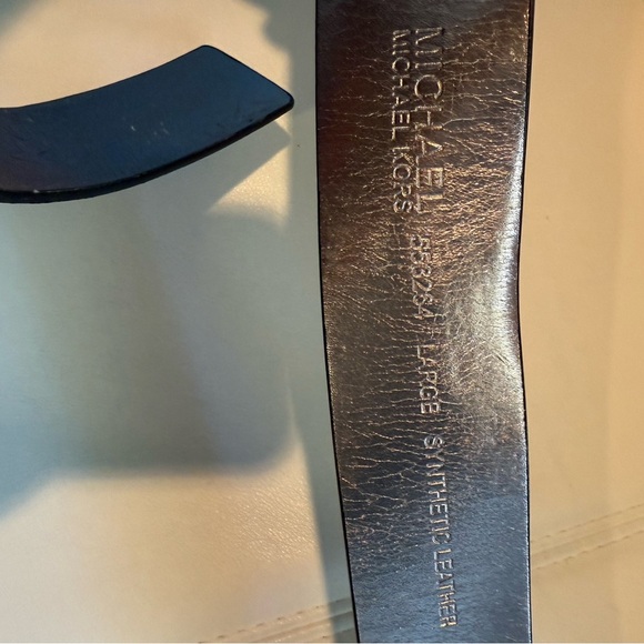 Michael Kors Logo Synthetic Leather Black Belt Size Large GUC - Picture 6 of 6